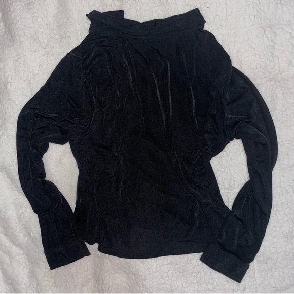 H&M DIVIDED Black Ruched Silky Ribbed Semi Sheer Button Down
Blouse - Picture 2 of 3